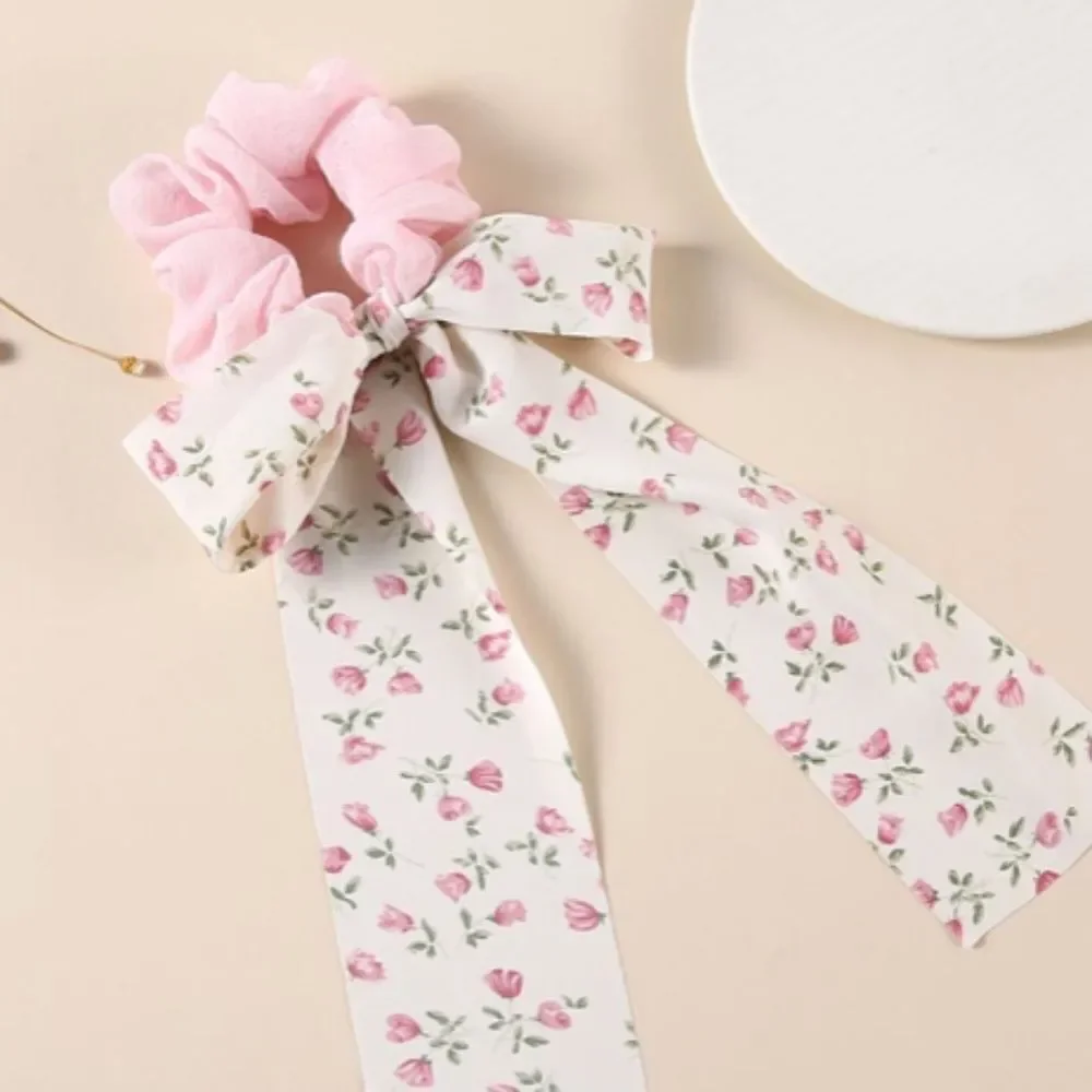 Pink Floral Print Hair Scarf